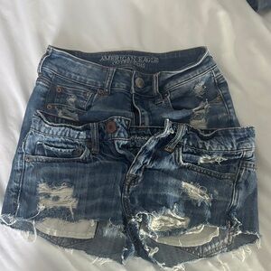 bundle of 2 woman’s American Eagle Distressed Denim Shorts size 0/2